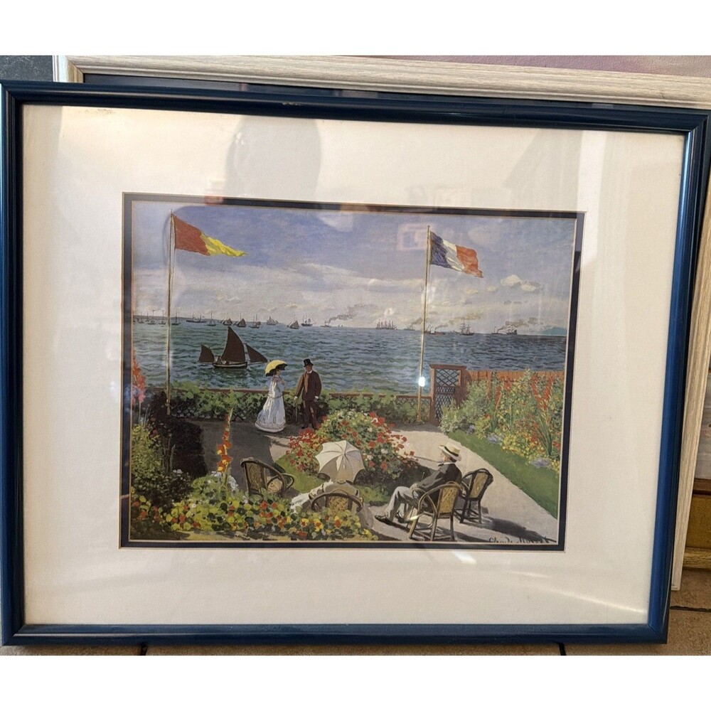 ELITEART-Garden at Sainte Adresse by Claude Monet Giclee Art Canvas Print 17x22